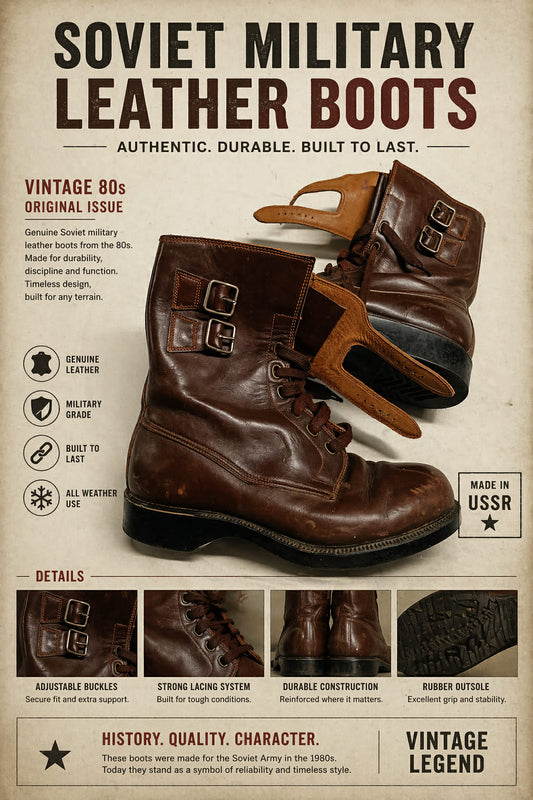 Vintage Eastern European Military Leather Boots (1970s–80s)